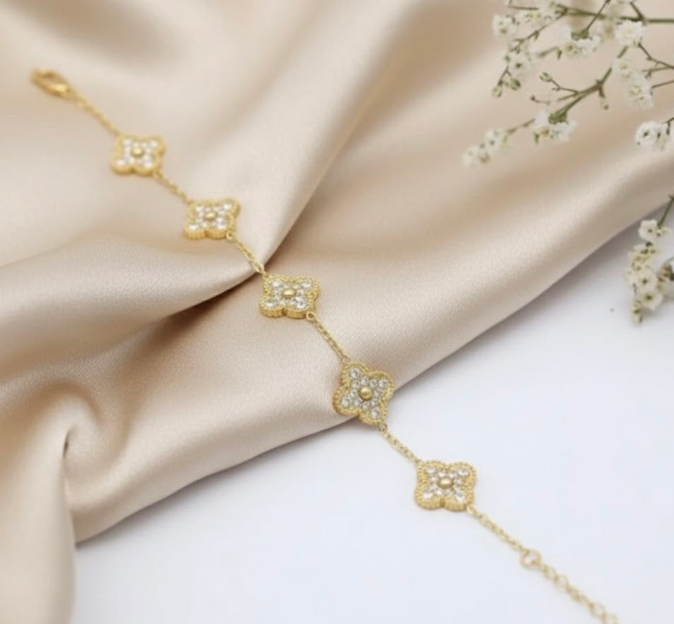Gold Studded Clover Bracelet