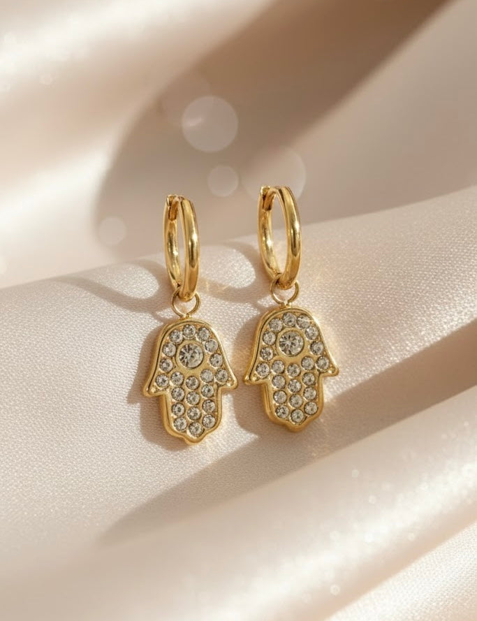 Nazar Hamsa Drop Earrings