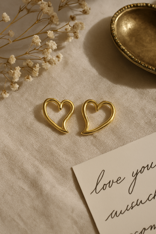 Poppy Love Heart Stud Earrings