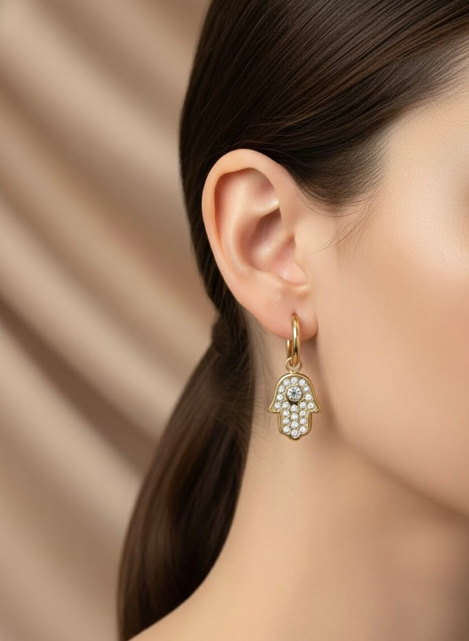 Nazar Hamsa Drop Earrings