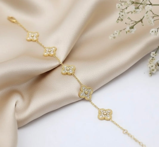 Gold Studded Clover Bracelet