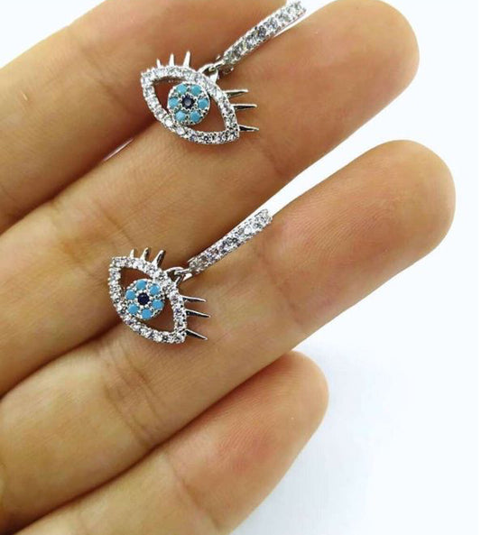 Silver Evil Eye Earrings