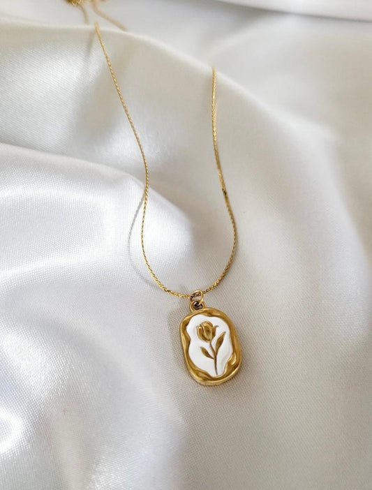 Engraved Rose Necklace